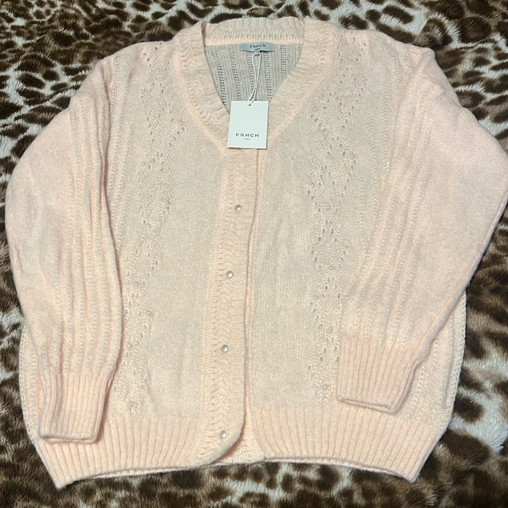 French Connection Women's Pink Cardigan Sweater